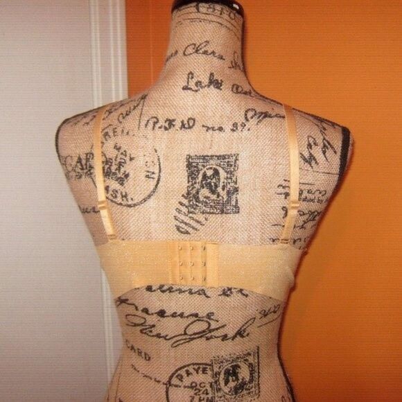 Youmita Pale Gold Glittery Fabric Cross Front 38B Bra NWT - Picture 4 of 11